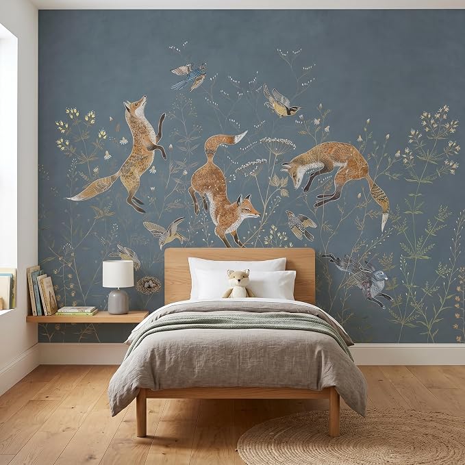 Animal Wallpaper Peel and Stick Woodland Wildlife Safari Wall Mural | 137"x96", Self Adhesive Canvas, for Bedroom Living Room Bathroom, Seamless, No overlapping by LOOWAP