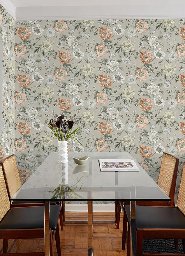 Vintage Poppy Orange Peel and Stick Wallpaper by RoomMates, RMK12811PL - Image 3