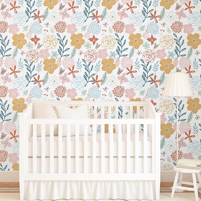 WENMER Floral Peel and Stick Wallpaper 17.71”×1181”Boho Floral Wallpaper Pink Floral Contact Paper Self Adhesive Removable Wallpaper for Bathroom Cabinet Decorative - Image 7