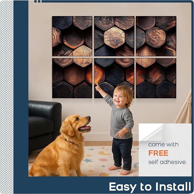 BUBOS 6 Pack Art Acoustic Wall Panels,70.8”x47.2”Self Adhesive for Home Decor | Peel and Stick, for Home Office, Studio & Wall Decor Sound Treatment, Wall Panels for Noise Reduction & Stylish Room - Image 8
