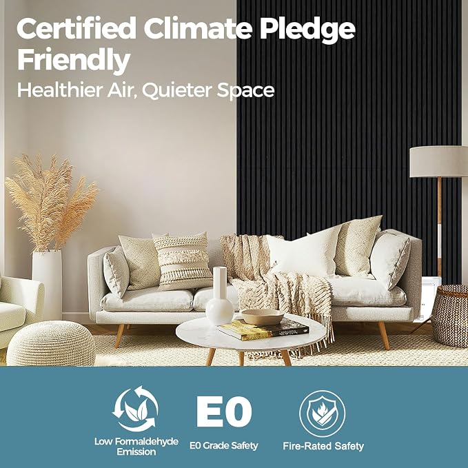 AKUMAX Wood Slat Acoustic Wall Panels, 2 Pack 24 x 48 in Each, 15.5 ft², NRC 0.80 Sound Absorbing 3D Slat Wall Paneling with Real Wood Veneer, E0 MDF and PET Felt, Black Oak - Image 3