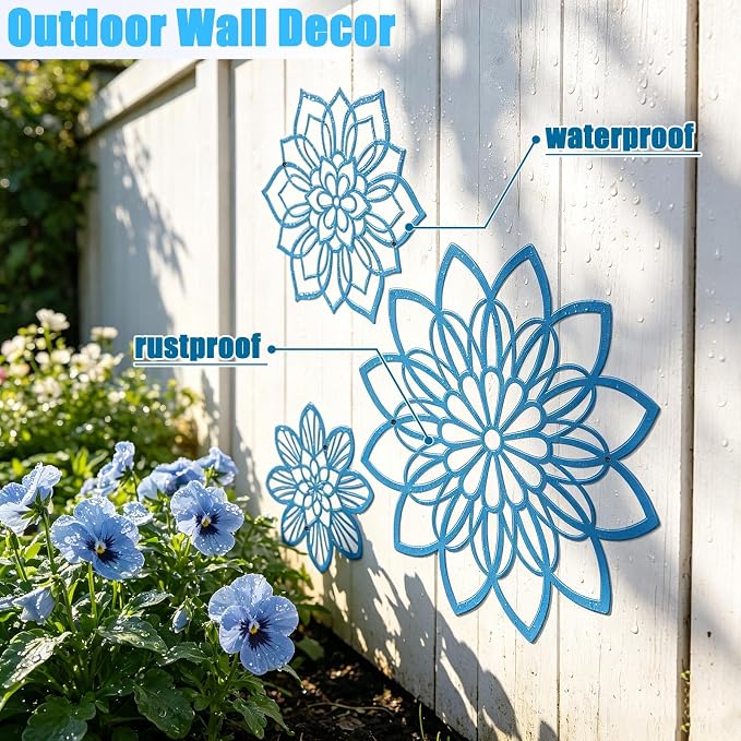 Zzbakress 3 Pcs Metal Flowers Wall Art Bathroom Wall Decor (Blue Elegant) | Farmhouse Flower Bathroom Decor Wall Decorations For Bathroom, Living Room, Office, Kitchen, Hallway And Outdoor - Image 9
