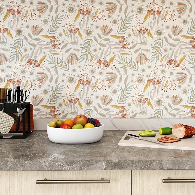 Hopepak Vintage Wallpaper Peel and Stick Floral Wallpaper Boho Floral Contact Paper Removable Self Adhesive for Living Room Bedroom Bathroom Cabinets Wall Decor Vinyl 17.3"×197" - Image 4