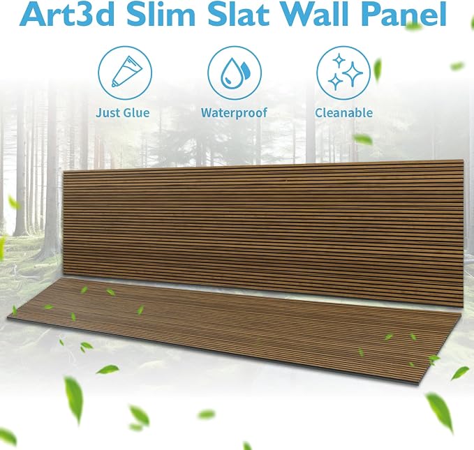 Art3d Fine Bar Design Slim Slat Wall Panel, 104 x 12 Inch, 4-Pack, Rosewood | Lightweight, Wainscoting, Waterproof, Easy to Clean, Sturdy, Glue on, Elegant Style, for Bedroom, Office, Home Improvement - Image 5