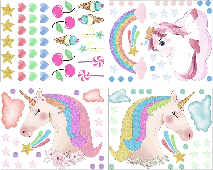 Glow in The Dark Unicorn Wall Stickers Decals, Removable Dots Stars Decals for Ceiling, Luminous Rainbow Wall Decal for Nursery, Room Decor Boys Girls Bedroom Playroom - Image 5