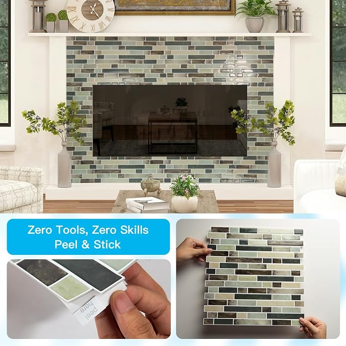 Art3d Linear Design Tile Peel and Stick Backsplash, 10-Sheet, Dark Brown | 12 x 12 Inch, Enhanced Thickness, Warp Resistant, Strong Adhesion, Sturdy, for Kitchen, Bedroom, Ideal for Home Improvement - Image 8
