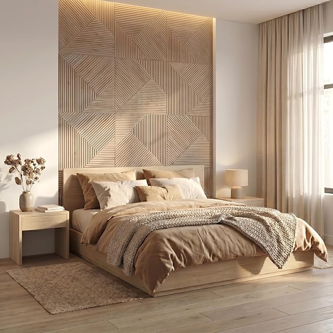 Faux Wood 3D Wall Panels, Wood Grain, Waterproof PVC, Natural Oak | 19.7x19.7 Inch, 12 Pack Covers 32.4 Sq Ft, Decorative Wood Tiles Texture, Fire Resistant, Lightweight Modern Accent Decor - Image 6