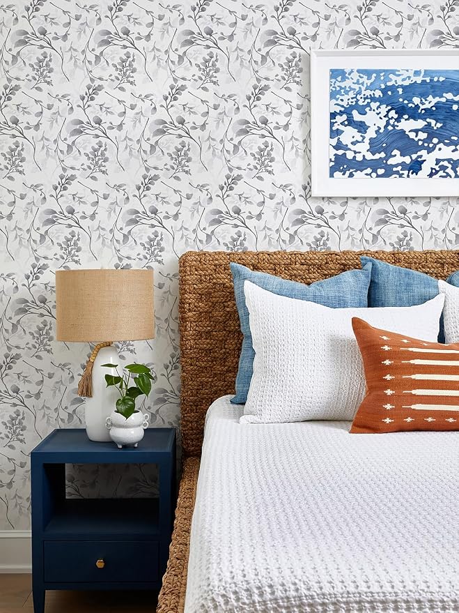 Orainege Gray Floral Peel and Stick Wallpaper Floral Contact Paper | 17.7 in ×590.5 in Peel and Stick Wall Paper for Bathroom Removable Wallpaper Self Adhesive Waterproof - Image 2