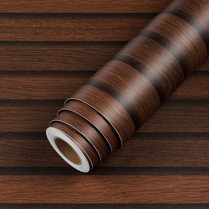 LACHEERY Dark Brown Wood Wallpaper Peel and Stick Wooden Slats for Wall Panel Wallpaper Removable Dark Wood Contact Paper for Cabinets Waterproof Vintage Vinyl Wall Paper Bedroom Bathroom 15.8"x80" - Image 8