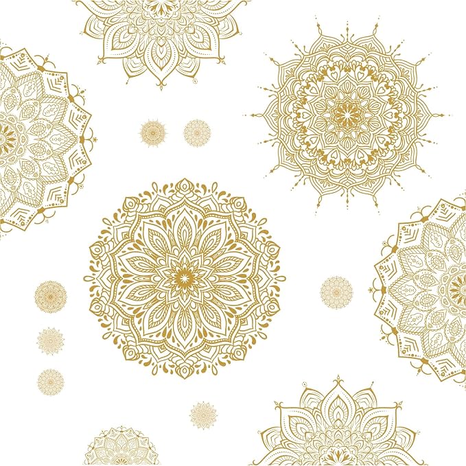 Large Mandala Wall Sticker Peel and Stick Boho Lotus Flower Wall Stickers Decor Mandala Floral Window Decals Clings Headboard Gold Mandala Wall Art Decal for Bedroom Living Room Yoga Decoration - Image 4