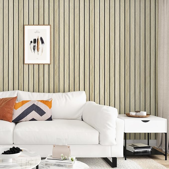 Light Oak Wood Slat Wall Panel Peel and Stick 3D Foam Wood Slat Wallpaper Removable Self Adhesive Wooden Contact Paper for Cabinets Bedroom Accent Wall Living Room Interior Decor 16.8"x118" - Image 9