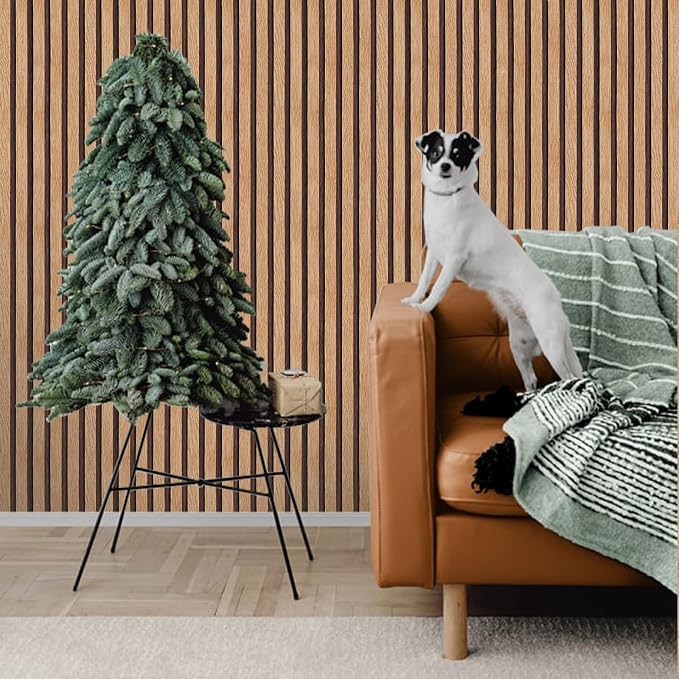 Yun-aeon Natural Wood - Tan Slats Peel and Stick Wallpaper for Wall | 17.3"x 300" Self-Adhesive Waterproof Vinyl Removable Wall Paper for Wall Decor Bedroom - Image 6