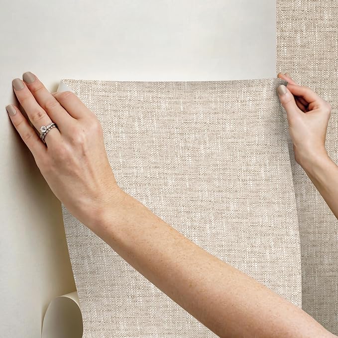 NuWallpaper by WallPops Tan Poplin Peel and Stick Wallpaper, NUS5002 - Image 5