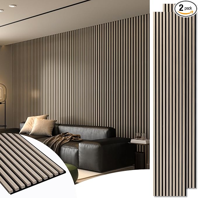 Art3d 108 x 12 Inch 3D Fluted Soundproof Wood Slat Wall Panel, 2-Pack, Oak | Reduce Noise, Durable, Sustainable, Moisture Resistant, Easy Mounting, Low Maintenance, Long Lasting, Home Decor, Office Use by Art3d