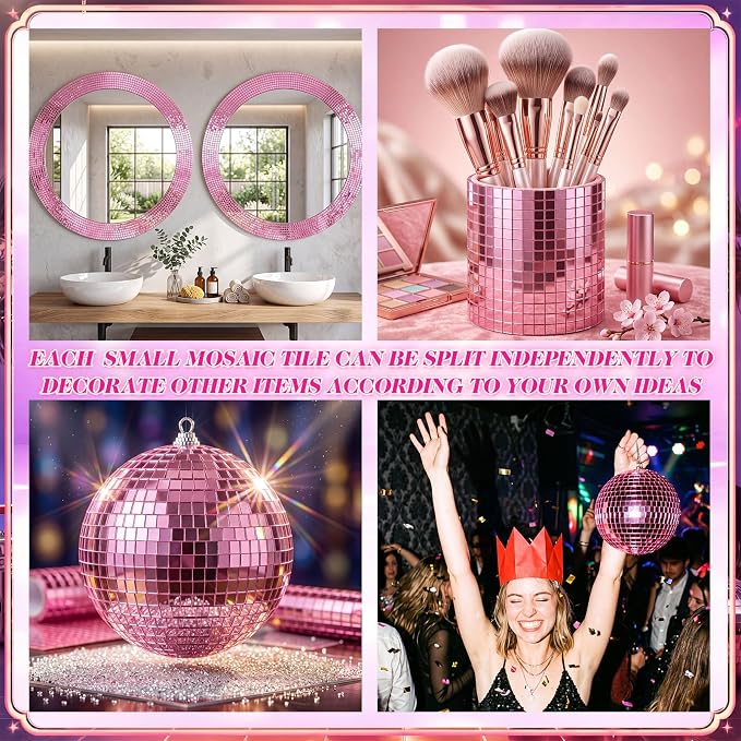 14400 Pieces Pink Disco Mirror Tile Self-Adhesive Mirrors Mosaic Tile - Image 6