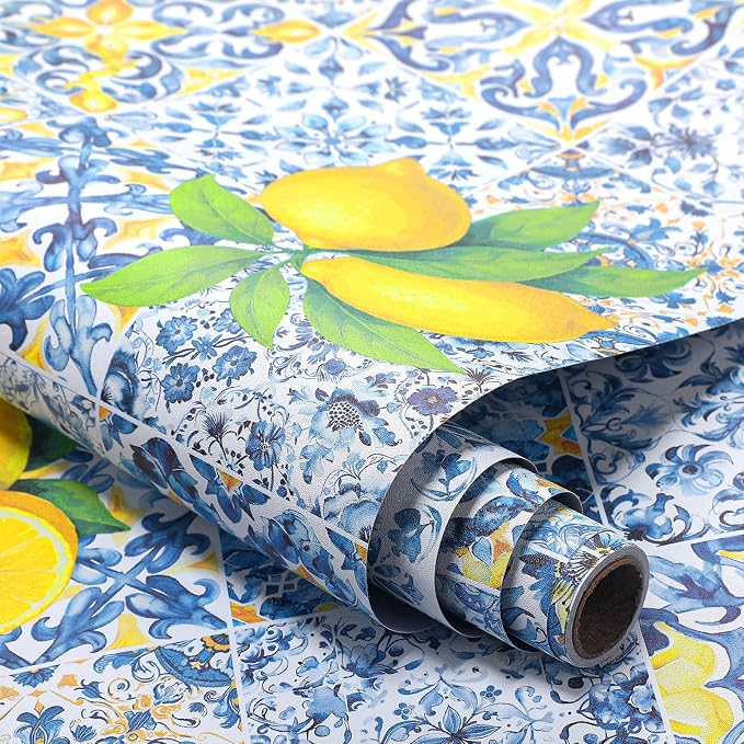 Drydiet Amalfi Coast Wallpaper Peel and Stick Contact Paper 15.8 x 118.1 | Self Adhesive, Capri Lemon Design, Easy Apply Remove, Wall Sticker for Home Locker Dorm Classroom Living Room Decor by Drydiet