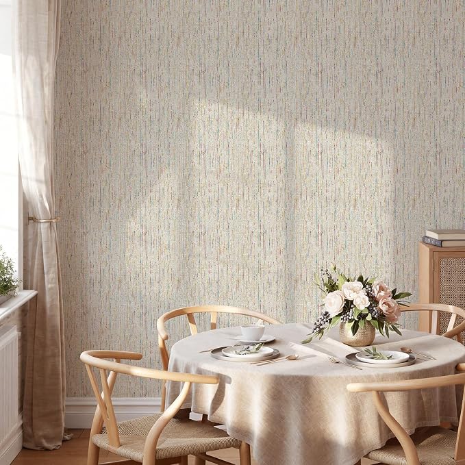 JiffDiff Woven Wallpaper Peel and Stick 17.3" x 120" Colorful Paint Grasscloth Contact Paper Textured Waterproof Self Adhesive Stick on Wallpaper(14.4 sq. ft Gray) - Image 6