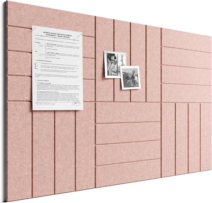 Bumusty 36"x 24" Large Felt Bulletin Board Tiles, Pink | 6-Pack Cork Board Alternative, Wall Decor, 30 Pushpins, 30 Adhesive Tabs, Vision Board, Office, Classroom, Home, Dorm by BUMUSTY