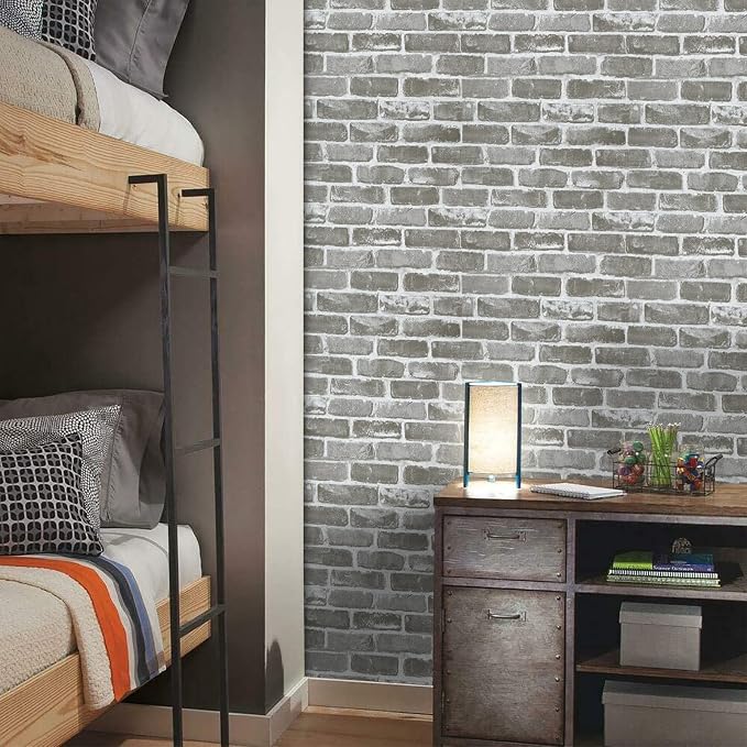 Timeet 17.7"×197" 3D Gray Brick Wallpaper Peel and Stick Wallpaper Self Adhesive Contact Paper Faux Brick Textured Wallpaper for Room Wall Decor Vinyl Film Roll - Image 8