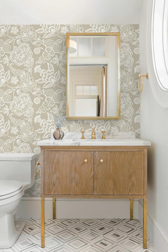Hopepak Vintage Floral Peel and Stick Wallpaper Botanical Contact Paper Retro Self - Adhesive Removable Waterproof Wall Paper Decor for Bedroom Bathroom Easy DIY Home Upgrade 17.3" x 78.7" - Image 8