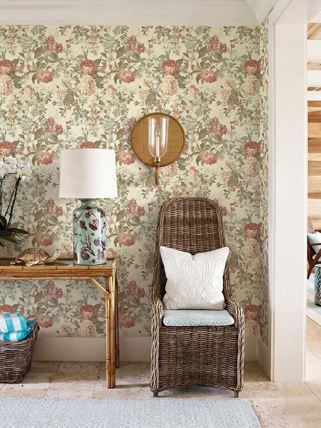 Floral Wallpaper Vintage Peel and Stick Wallpaper for Bathroom 78.7"×17.3" Cream Floral Wall Paper Peony French Country Contact Paper for Nursery Kitchen Self-Adhesive Vinyl Waterproof - Image 7