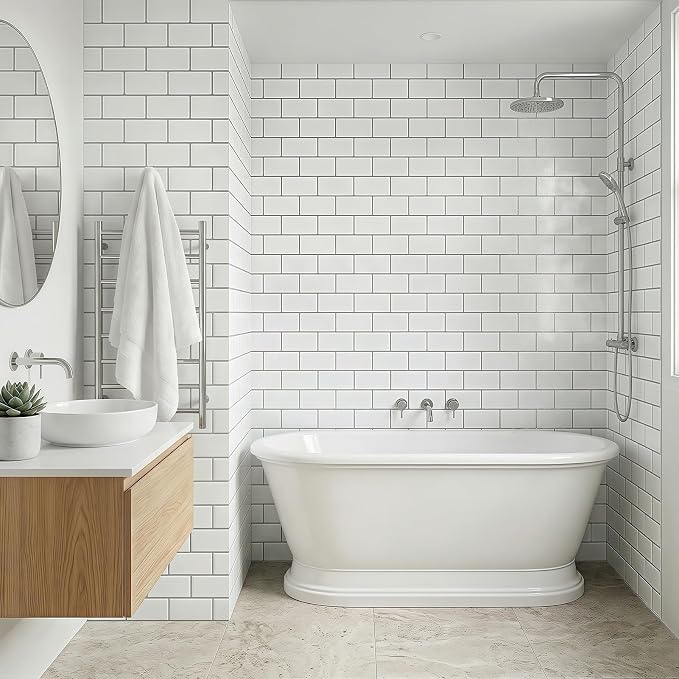 Arttown Peel and Stick 3D Wall Backsplash, 20-Sheet, 12" × 12" White | Subway Tile Self Adhesive Thicker Design Wall Tiles Panel Wallpaper for Kitchen Bathroom Balcony - Image 4