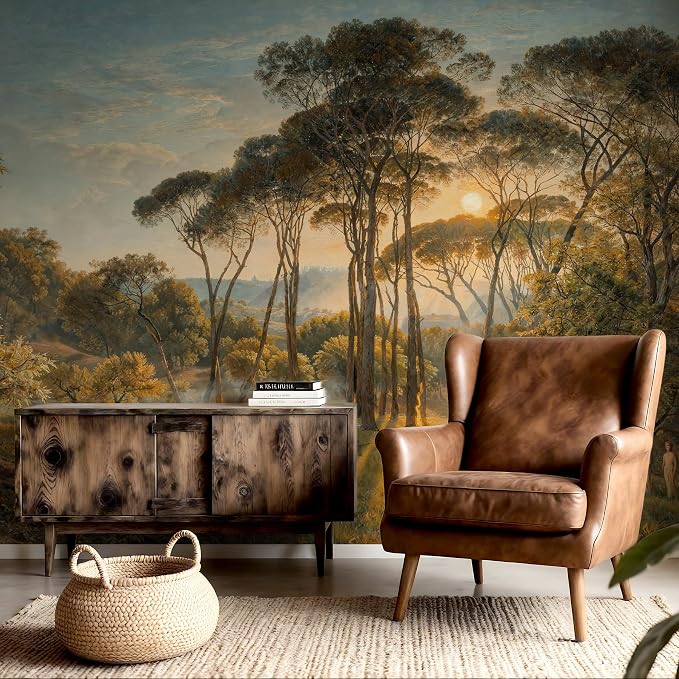 Sunlit Forest Wall Murals Peel and Stick Canvas Wallpaper | Large Removable Woodland Mural for Living Room Bedroom Office Home Decor and Accent Walls in Multiple Standard Sizes - Image 2