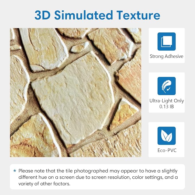 COMSTICKC 3D Peel and Stick Faux Stone Wall Panels for Quick DIY Wall Decor | Brown, 10 Pcs 11.8" x 11.8", Not Real Stone, Thin PVC Decorative Wall Sticker Designed for Wall Makeover, Cover 9.7 sq ft - Image 3