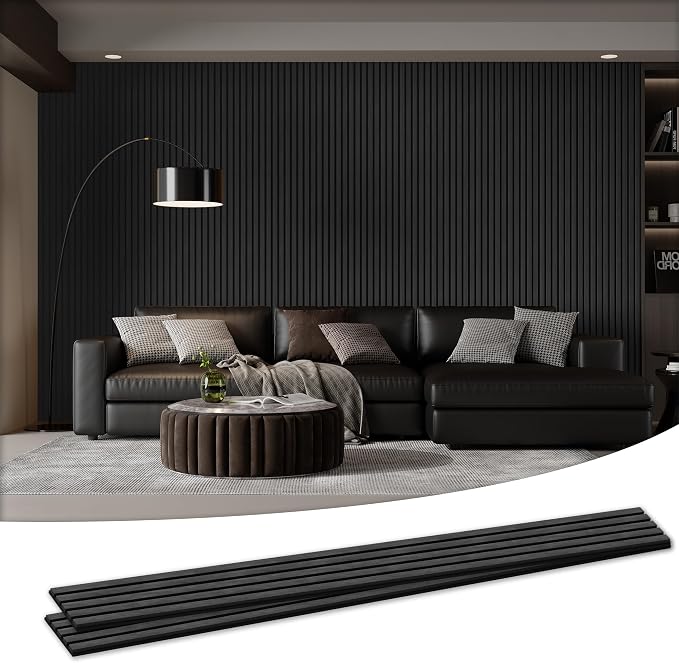 2 Pack Wood Salt Acoustic Wall Panels 94" x 23.6" x 0.8", Dark Gray | 3D Fluted Soundproof Wooden Wall Panel, Sound-absorbing Wall Decor for Home Theater Studio Office Bedroom by LDB_BUILDING