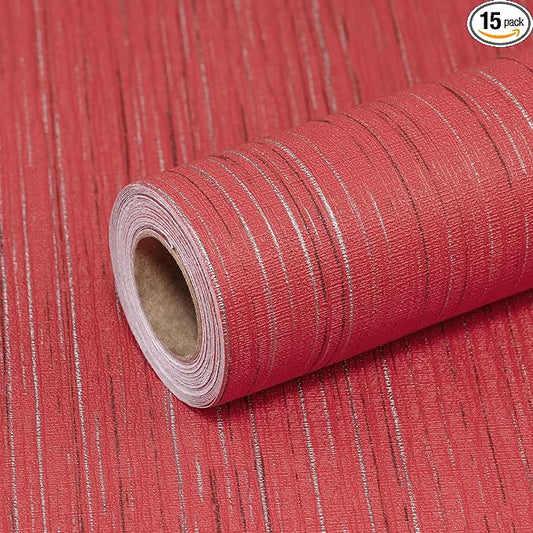 Burgundy Red Grasscloth Peel and Stick Wallpaper Texture Contact Paper 15.7"x1200" Vintage Wallpaper Removable Waterproof Wall Paper for Room Walls Cabinets Furniture Drawers Desk by Qianglive