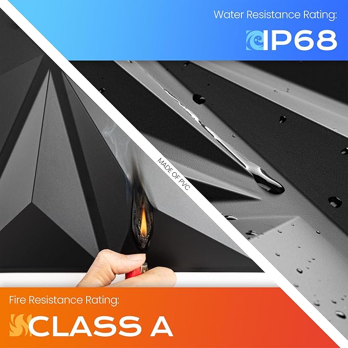 Sonicism Wall Panels 72Pack,0.7"x11.8"x11.8"3D Wall Panels Creative Cutting | Pyramid PVC Wall Panels for Interior Wall Decor,Fire Resistant Wall Tiles for Bedroom,Living Room,Gaming Room(Charcoal Black) - Image 2