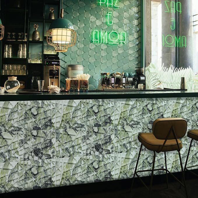 LEVOWAY 33 Pack 3D Wall Panels for Interior Wall Decor, 12''x12'' Ice Green Marble Effect Accent Textured Wall Panels, Wall Covering Panles for Living Room, Gaming Room, TV Background, Cover 32 Sq.Ft - Image 2