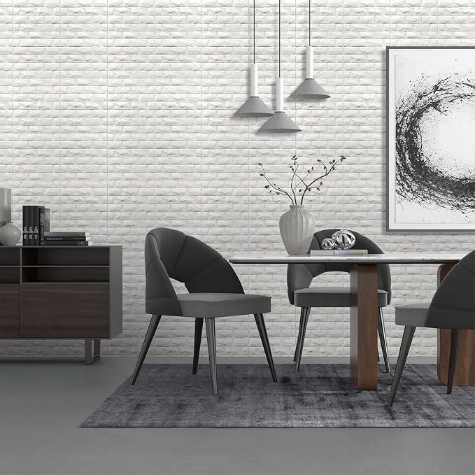 YU LI 3DH 3D Wall Panels Peel and Stick 30PCS White Foam Brick Wallpaper for Bedroom Faux Stone Wall Panel Self-Adhesive Wallpaper (30PCS-29 Sq Ft, White) - Image 2