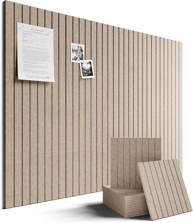 Fluxynara 48" x 36" Large Felt Bulletin Board, Taupe | 12 Pack Cork Board Alternative with 60 Safe Adhesive Tabs, Pin Boards for Wall Decor, Home, Office, Classroom,Dorm by FLUXYNARA