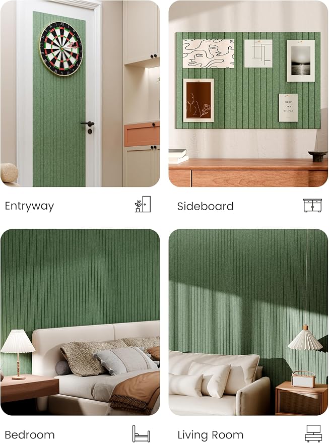 Bumusty 36"x 24" Large Felt Bulletin Board Tiles,Moss Green | 6-Pack Cork Board Alternative, Wall Decor, 30 Pushpins, 30 Adhesive Tabs, Vision Board, Office, Classroom, Home, Dorm - Image 6