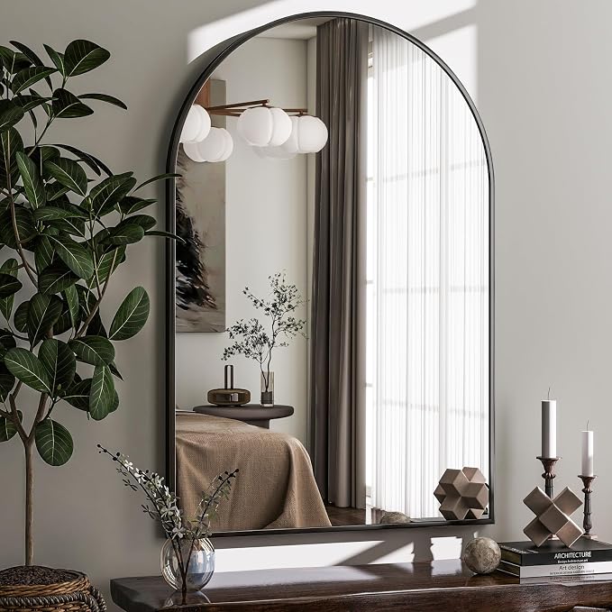 HARRITPURE 20"x30" Arched Bathroom Mirror Wall Mounted Black Arch Mirror - Image 8
