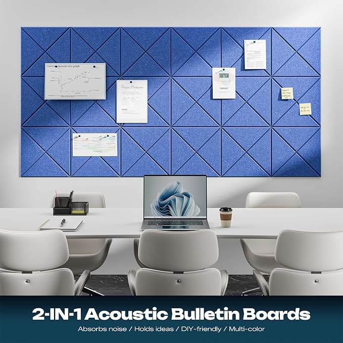 Sonicism 22 Pack X-Lined Acoustic Panels with Self-Adhesive, 12"X 12"X 0.4" Sound Proof Foam Panels, Decorative Soundproof Wall Panels, Sound Absorbing Tile for Home & Offices, Cerulean Blue - Image 4