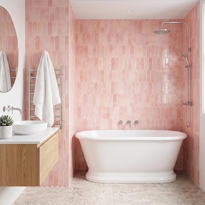 Arttown Peel and Stick 3D Wall Backsplash, 10-Sheet, 12" × 12" Coral Pink | Subway Tile Self Adhesive Thicker Design Wall Tiles Panel Wallpaper for Rental Housing Kitchen Bathroom Balcony - Image 4