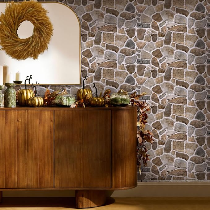 COMSTICKC 3D Faux Stone Wall Panels Peel and Stick Decorative Tiles | 12 Pcs 22.8" x 11.8", DIY UrltraLight PVC Fake Rock Wall Covering for Kitchen, Living Room Background, Covers 22.48 sq.ft - Image 2