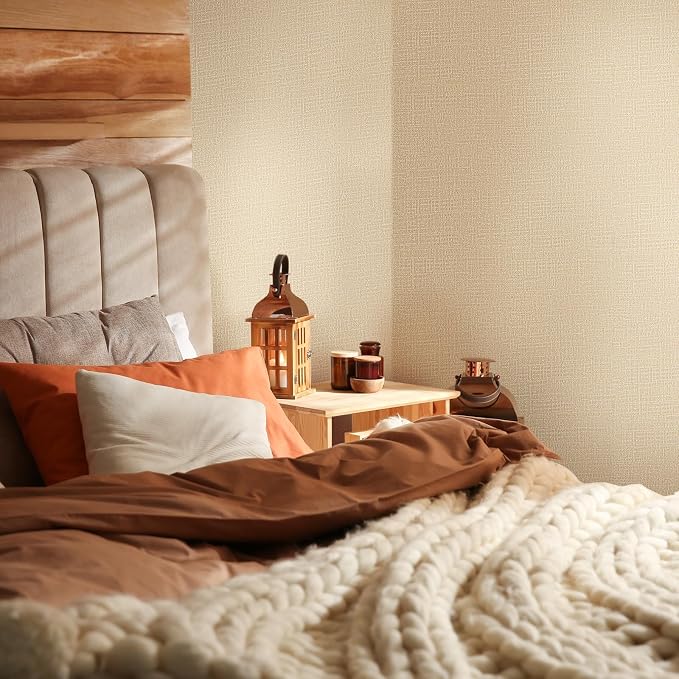 WADILE Grasscloth Peel and Stick Wallpaper 23.6in x 472in, Textured Contact Paper for Cabinets, Faux Linen Wall Paper Pull and Stick, Fabric Vinyl Wallpaper Self Adhesive Beige | Textured contact paper, Faux linen, Vinyl material, Cabinets, Self adhesive - Image 2