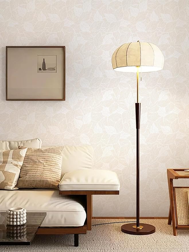 Ismoon Boho Peel and Stick Wallpaper for Bedroom Beige Leaf 17.3 X 78.7in | Self Adhesive Removable Textured Renter Friendly Contact Paper Botanical Wall Paper Vinyl Roll for Bathroom Kitchen Decor - Image 4