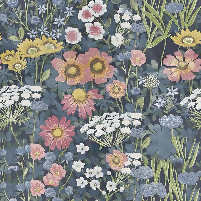 Orainege Vintage Floral Wallpaper Peel and Stick Wallpaper | Floral Contact Paper 17.7in x393.7in Boho Daisy Self Adhesive Removable Wall paper for Bedroom Decorative by Orainege