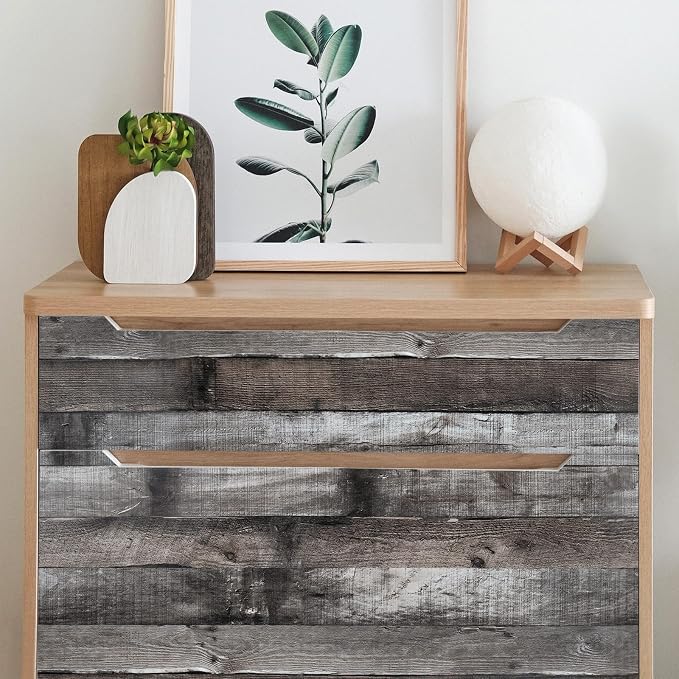 Yun-aeon Natural Wood-Dark Grey Contact Paper Peel and Stick Wallpaper | 17.3"x 236"Self Adhesive Removable Vintage Faux Wood Wall Paper Plank Shelf Home Decoration Kitchen Counter Cover - Image 8