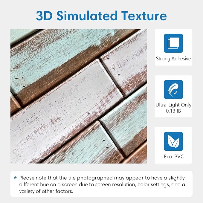 COMSTICKC 3D Peel and Stick Faux Wood Wall Sticker, 10 Pcs 11.8" x 11.8" | Not Real Wood, Lightweight Thin PVC Decorative Wall Panels Designed for DIY Interior Wall Makeover, Cover 9.7 sq ft - Image 3