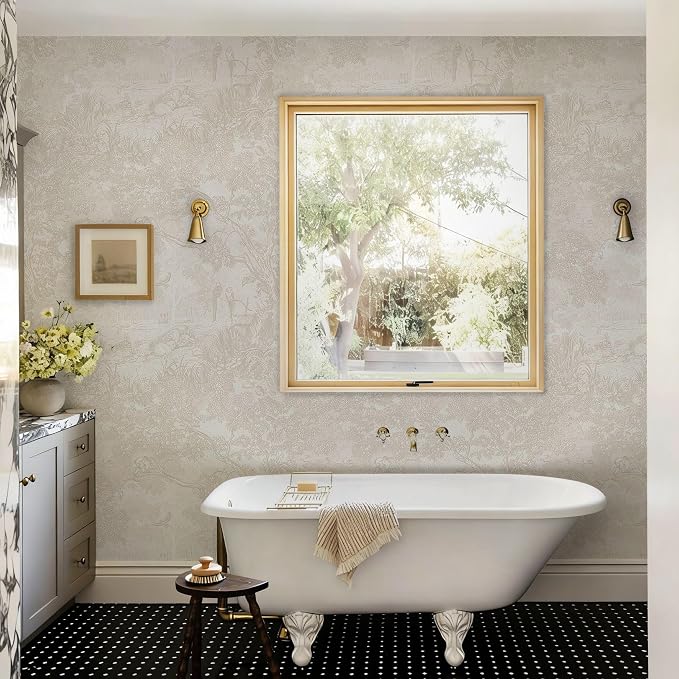 Ismoon Vintage Wallpaper Peel and Stick Beige Neutral Wallpaper 17.3in x16.4ft Forest Animals Contact Paper for Bedroom Thicken Waterproof Self-Adhesive Wall Paper Removable Renter Friendly Vinyl - Image 6