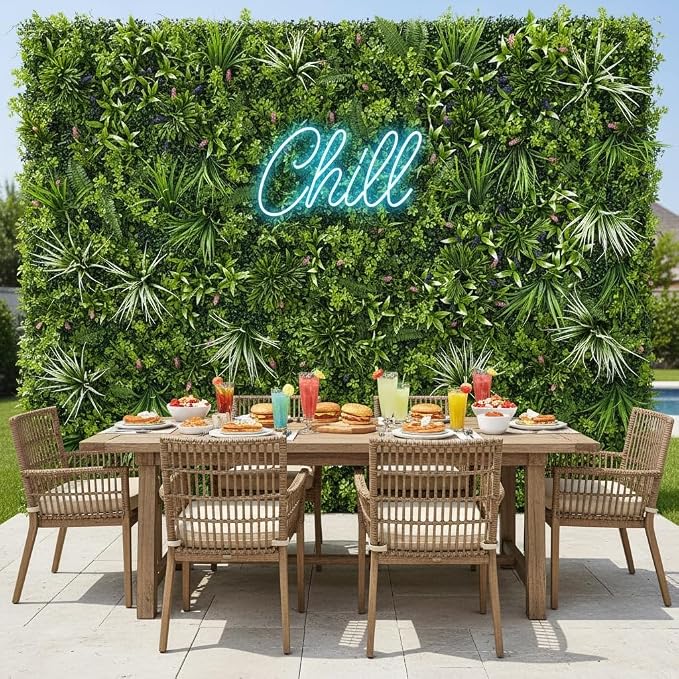 Artificial Greenery Wall, 40''x 20'' Plant Panels, UV-Anti Faux Grass Wall | 3D Green Backdrop, Garden Privacy Fence Screen, Boxwood Hedge Leaf Covering, Indoor/Outdoor/Balcony/Patio Green Wall Decor - Image 5