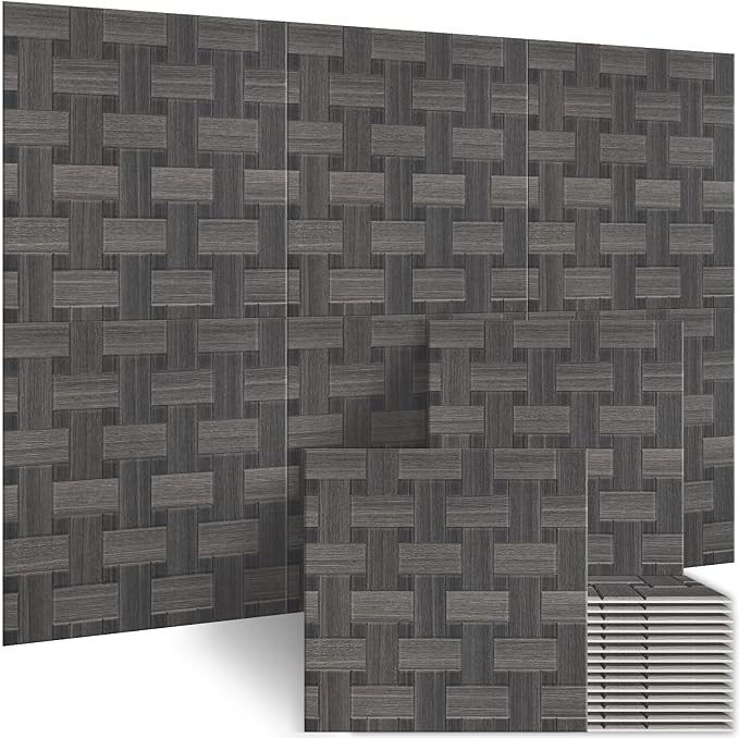 BUBOS 6 Pack Wood Wall Panel,23.6"x23.6" Peel and Stick Faux Acousitc Panel | Luxury Grey Woodgrain Textured Panel for Wall & Home Decor - Self Adhesive Sound Absorbing for Studio,Office, Living Room by BUBOS