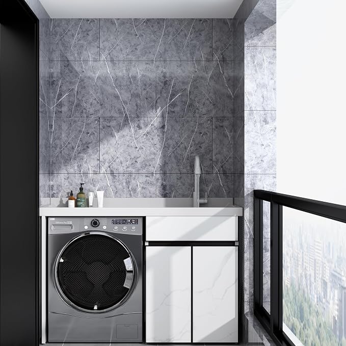 Haimin 3D Wall Panels Peel and Stick Marble Tile Look 10 Pack Waterproof | Lightweight, each 23.6x11.8in, total 19.4 sq ft. Kitchen & bath backsplash, bedroom/living rm decor. Marble-look faux tile. - Image 4