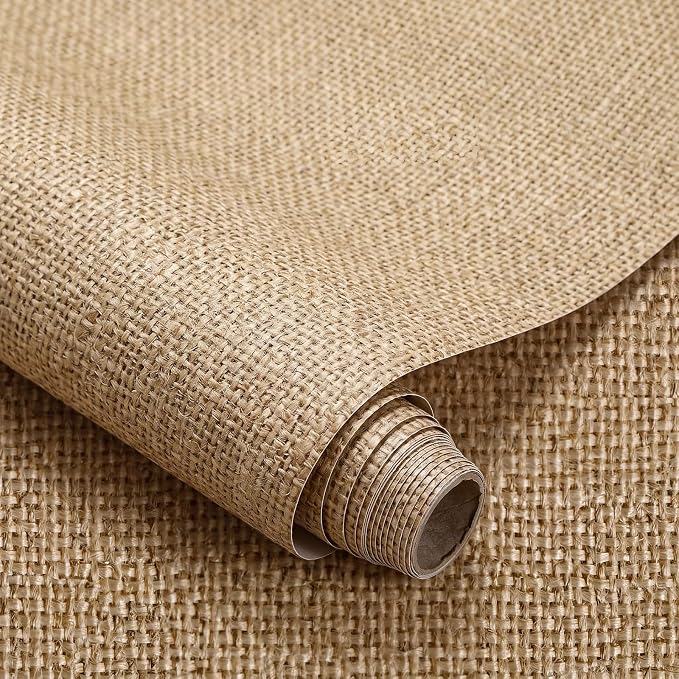 Drydiet Brown Linen Wallpaper Peel and Stick Contact Paper 15.8 ×118.1 in | Brown Wallpaper, Self Adhesive Removable, Wall Sticker Paper for Home Locker Dorm Classroom Bedroom Living Room Decor by Drydiet