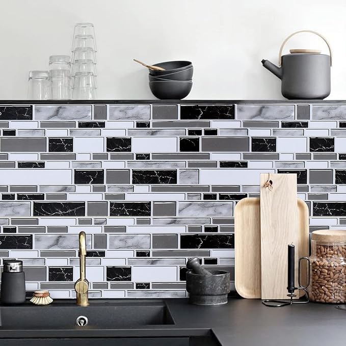 Livebor Peel and Stick Backsplash Wallpaper Kitchen Backsplash Wallpaper 17.7inch x 196.8inch Tile Contact Paper Kitchen Peel and Stick Countertops Waterproof Contact Paper for Bathroom Tile Vinyl | Kitchen Backsplash Contact Paper Kitchen Wallpaper Pe... by LiveborDirectWallpaper